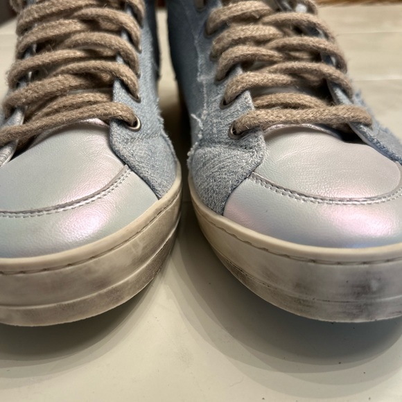 P448 Skate White/ Gravel High Top Italian Sneakers Anthropologie - Picture 10 of 11